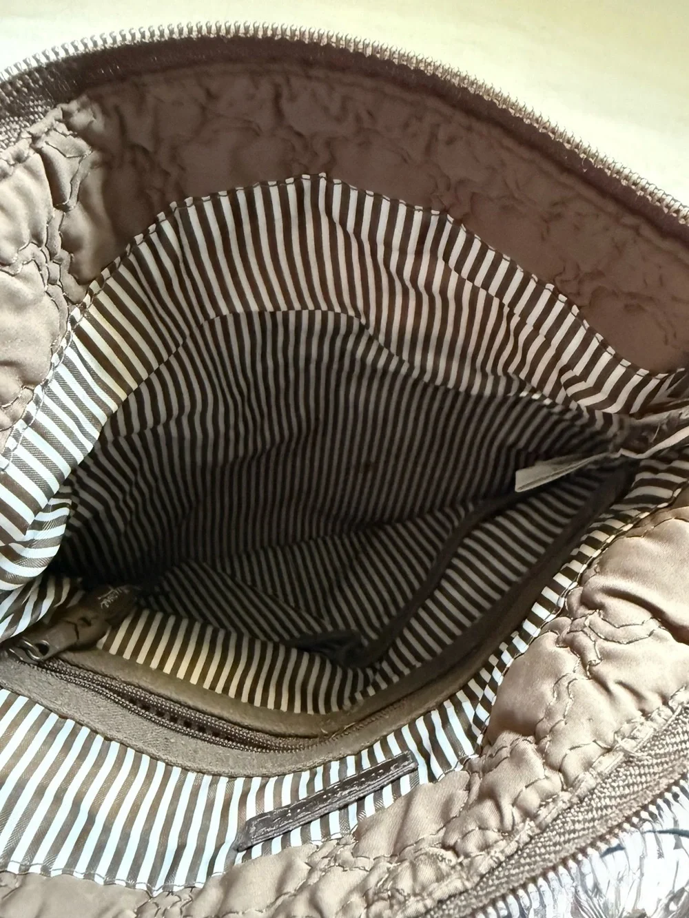 thirty-one Brown Messenger Bag with Aqua Monogram